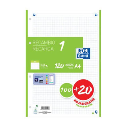 oxford-recambio-classic-1-color-100h-20h-gratis-a4-90gr-5x5mm-4taladros-banda-verde