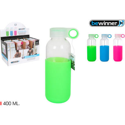 botella-sport-agua-vidria-silicona-400-bewin