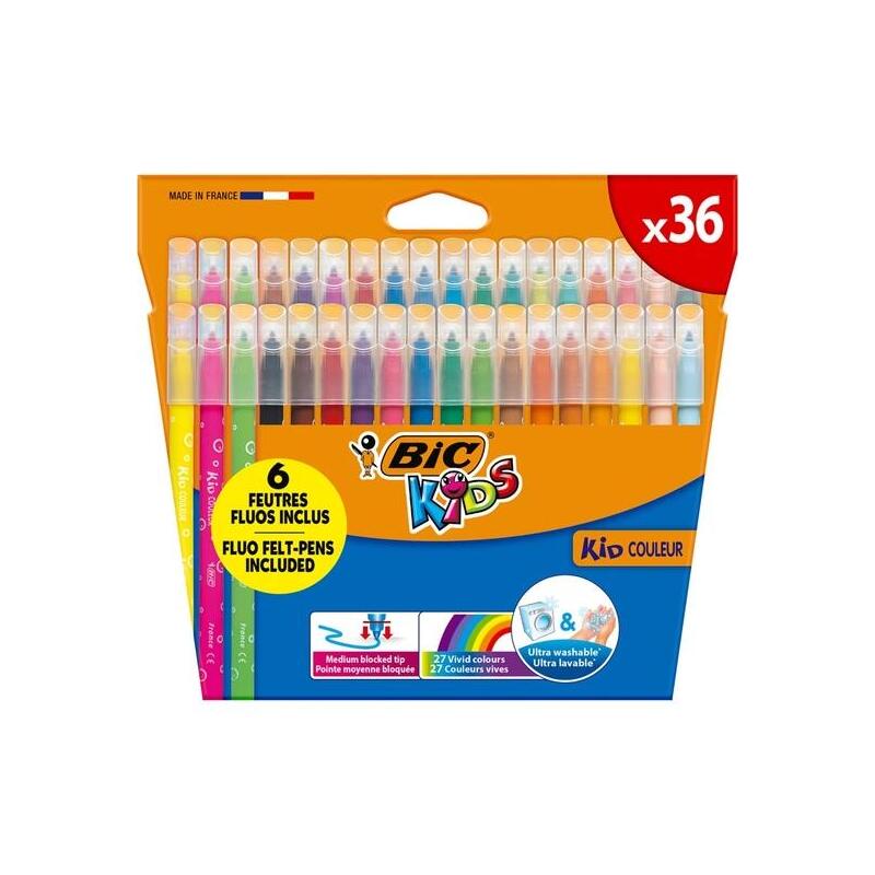 bic-kids-couleur-pack-de-36-rotuladores-punta-mediana-lavable-colores-surtidos