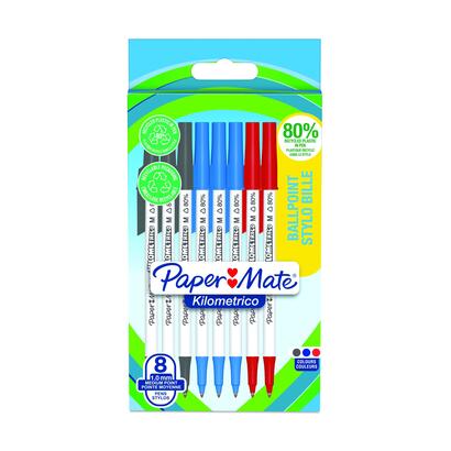 paper-mate-2187680-kilometrico-recycled-assorted-ball-pen-pack-of-8-pens