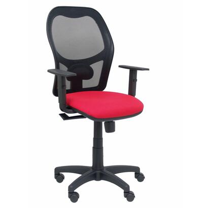 silla-alocen-malla-negra-asiento-bali-rojo-brazos