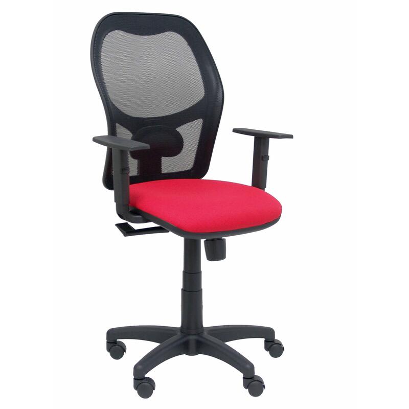 silla-alocen-malla-negra-asiento-bali-rojo-brazos