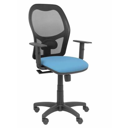 silla-alocen-malla-negra-asiento-bali-azul-brazos