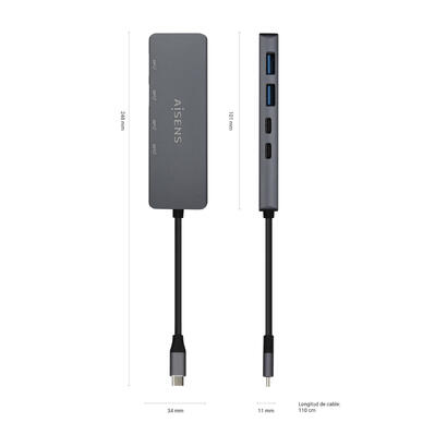 aisens-hub-usb-32-gen1-5g-usb-c-usb-cm-2xusb-ch-2xusb-ah-15cm-color-gris