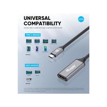 equip-133491-adaptador-usb-c-hdmi-20-4k60hz-015m-negro-gris