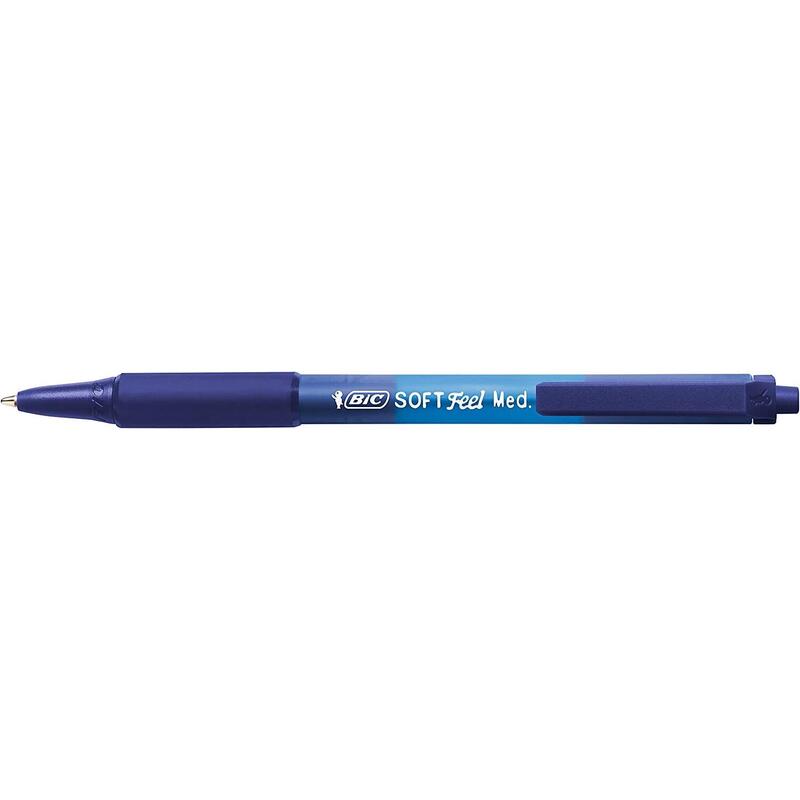 pack-de-12-unidades-bic-soft-feel-boligrafo-retractil-punta-media-de-1mm-cuerpo-translucido-con-grip-color-azul