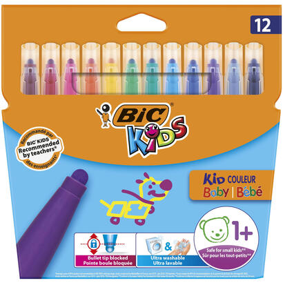 bic-kids-couleur-baby-pack-de-12-rotuladores-uso-a-partir-de-1-ano-punta-ancha-lavable-colores-surtidos