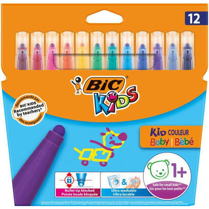 bic-kids-couleur-baby-pack-de-12-rotuladores-uso-a-partir-de-1-ano-punta-ancha-lavable-colores-surtidos