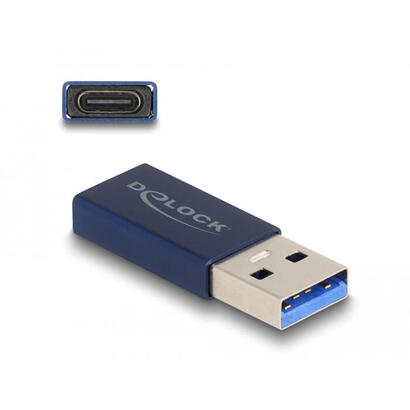 delock-60049-adaptador-usb-10-gbps-usb-tipo-a-macho-a-usb-type-c-activa-hembra-azul