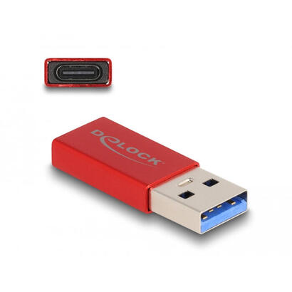delock-60044-adaptador-usb-10-gbps-usb-tipo-a-macho-a-usb-type-c-activa-hembra-rojo
