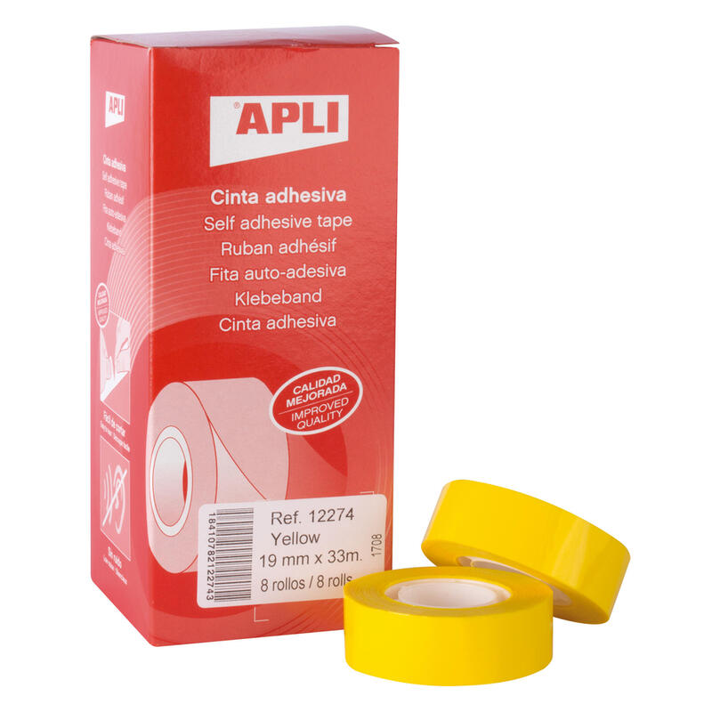 pack-de-8-unidades-apli-cinta-adhesiva-amarilla-19mm-x-33m-resistente-al-agua-y-a-la-intemperie-facil-de-cortar-con-las-manos-id