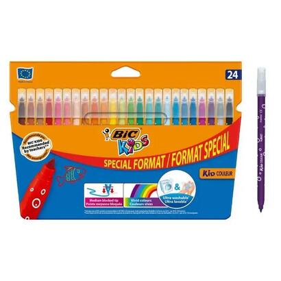 bic-kids-couleur-pack-de-24-rotuladores-punta-mediana-lavable-colores-surtidos