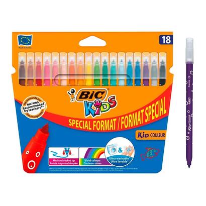 bic-kids-couleur-pack-de-18-rotuladores-punta-mediana-lavable-colores-surtidos