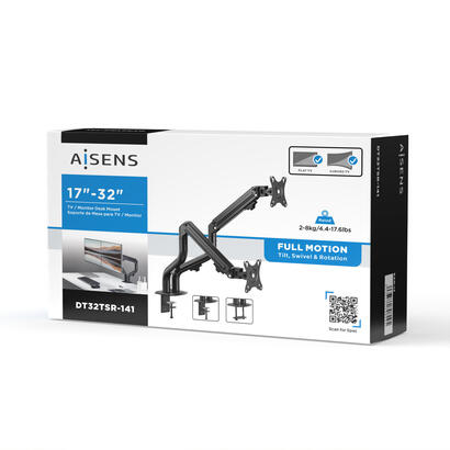 aisens-soporte-de-mesa-eco-contrapeso-giratorio-e-inclinable-para-monitortv-8kg-3-pivotes-2-brazos-de-17-32-