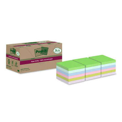 post-it-bloc-notas-70h-super-sticky-76x76mm-100-reciclado-pack-144-colores-pastel