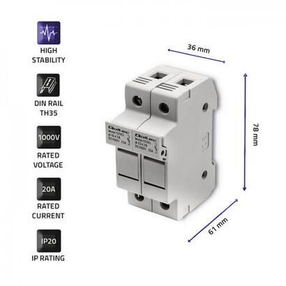 qoltec-52583-fuse-base-dc-fuse-2p-1000v-20a-10x38-solar