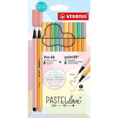 stabilo-rotuladores-pen-68-y-point-88-y-pastellove-estuche-12-csurtidos-pastel