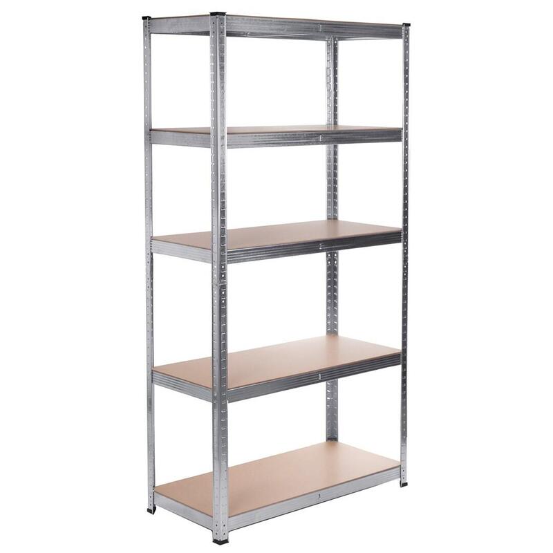 greenblue-gb378-metal-storage-rack-cabinet-shelves-175kg-x5-180x90x40cm-galvanized-folding-mdf