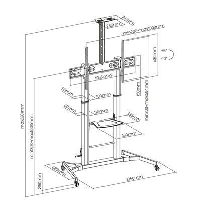 aisens-soporte-de-suelo-para-tvmonitor-de-60-a-100-max-100kg-ajustable-en-altura-movimiento-horizontal-y