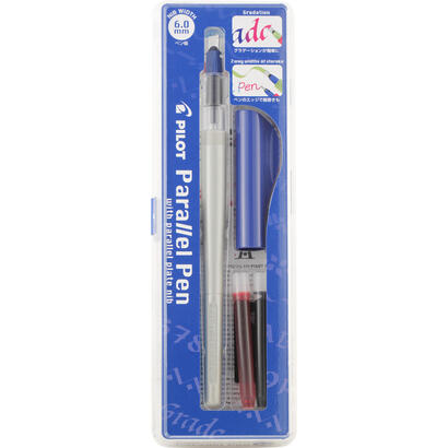 pilot-pack-de-pluma-estilografica-parallel-pen-60mm-punta-de-acero-trazo-de-60mm-2-recargas-kit-limpieza-interior-y-exterior-col