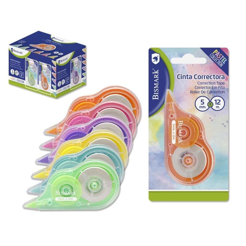 pack-de-24-unidades-bismark-cinta-correctora-5mm-x-12m-colores-pastel-surtidos