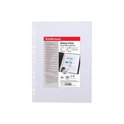 erichkrause-pack-de-100-fundas-protectoras-glossy-clear-60cm-a4-transparente