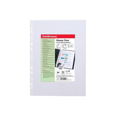 erichkrause-pack-de-10-fundas-protectoras-glossy-clear-grosor-100cm-tamano-a4-transparente-color-transparente