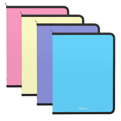 erichkrause-pack-de-4-carpetas-con-cremallera-matt-pastel-a4-colores-surtidos