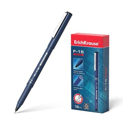 pack-de-12-unidades-erichkrause-boligrafo-de-trazo-fino-f-15-tinta-color-negro-pluma-estilografica-stick-clip-metalico-punta-fin