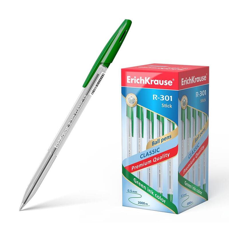pack-de-50-unidades-erichkrause-boligrafo-r-301-classic-stick-10-cuerpo-hexagonal-transparente-punta-de-10mm-tinta-de-secado-rap