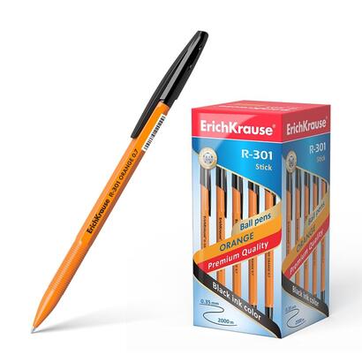 pack-de-50-unidades-erichkrause-boligrafo-r-301-naranja-stick-07-cuerpo-hexagonal-opaco-punta-de-07mm-tinta-de-secado-rapido-col