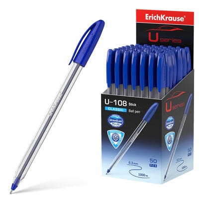 pack-de-50-unidades-erichkrause-boligrafo-u-108-classic-stick-ultra-glide-technology-tinta-azul