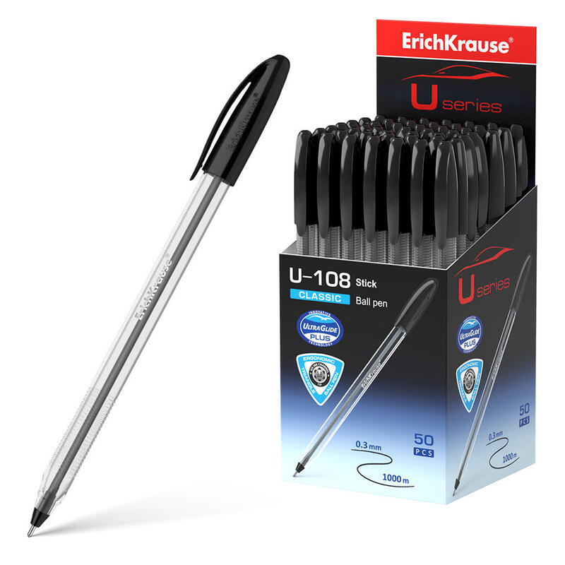 pack-de-50-unidades-erichkrause-boligrafo-u-108-classic-stick-ultra-glide-technology-tinta-color-negro