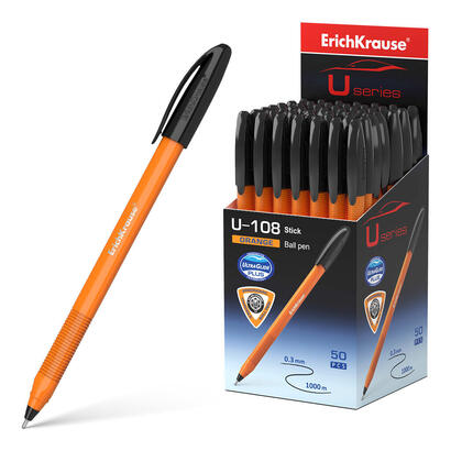 pack-de-50-unidades-erichkrause-boligrafo-u-108-naranja-stick-ultra-glide-technology-tinta-color-negro