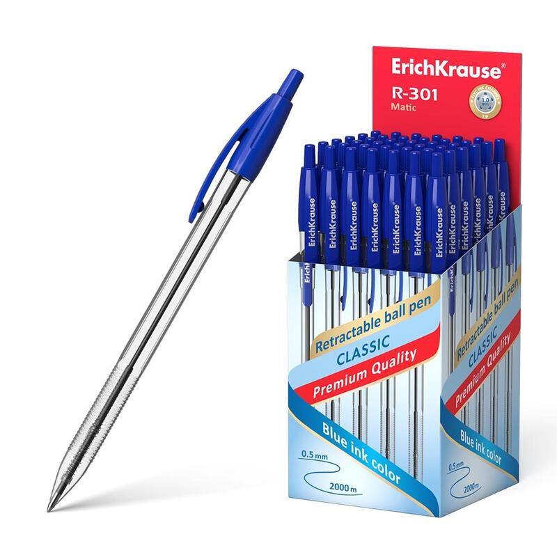 pack-de-50-unidades-erichkrause-boligrafo-automatico-r-301-classic-matic-10-punta-estandar-de-10mm-tinta-de-secado-rapido-cuerpo