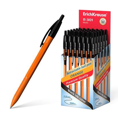 pack-de-50-unidades-erichkrause-boligrafo-automatico-r-301-naranja-matic-07-cuerpo-hexagonal-opaco-grip-punta-de-07mm-tinta-de-s