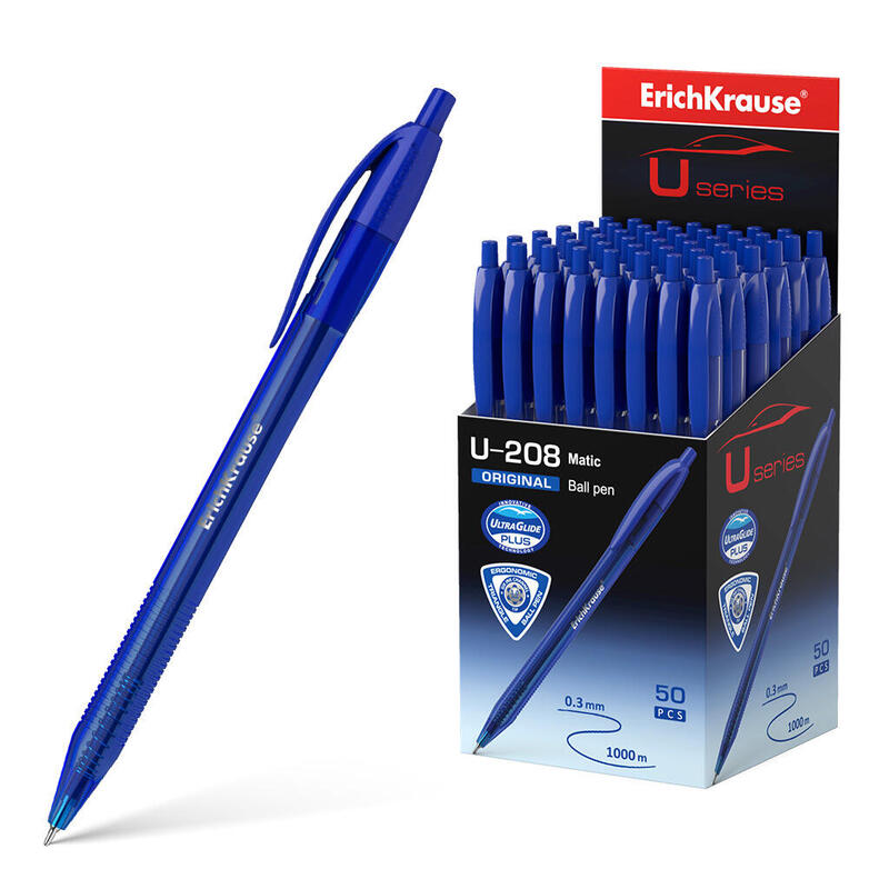 pack-de-50-unidades-erichkrause-boligrafo-automatico-u-208-original-matic-ultra-glide-technology-tinta-azul