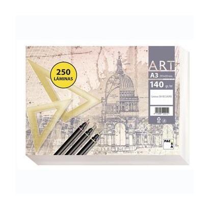 pacsa-papel-de-dibujo-serie-art-a3-paquete-de-250-laminas-140gr-liso-sin-recuadro-blanco