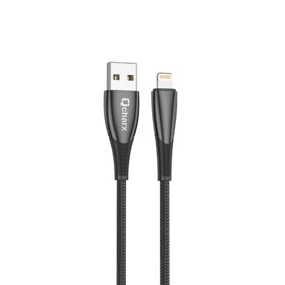 cable-qcharx-berlin-usb-a-lightning-3a-1-m-zinc-negro-cordon-grueso-tacto-suave