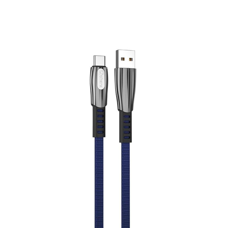 cable-qcharx-florence-usb-a-tipo-c-3a-1-m-zinc-azul-cordon-plano-premium