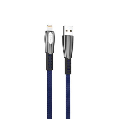 cable-qcharx-florence-usb-a-lightning-3a-1-m-zinc-azul-cordon-plano-premium