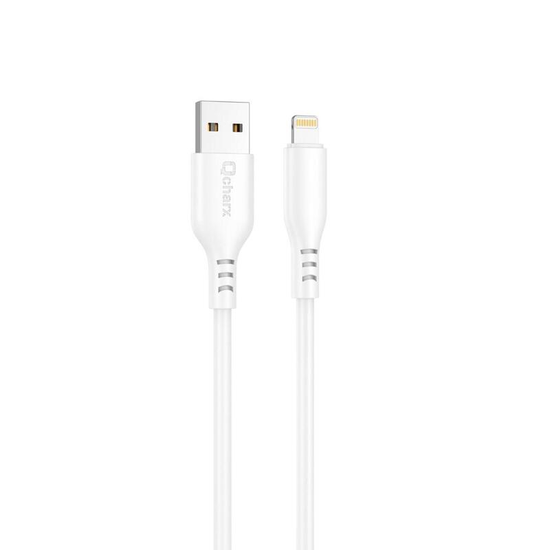 cable-qcharx-tokyo-usb-a-lightning-3a-1-m-silicona-blanco-tacto-suave