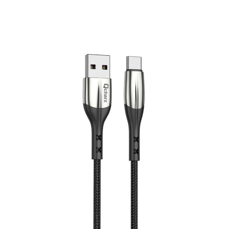 cable-qcharx-toronto-usb-a-tipo-c-3a-1-m-zinc-negro-cordon-suave