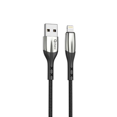 cable-qcharx-toronto-usb-a-lightning-3a-1-m-zinc-negro-cordon-suave