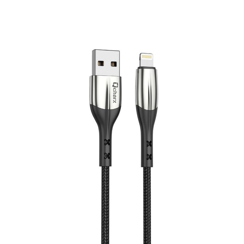 cable-qcharx-toronto-usb-a-lightning-3a-1-m-zinc-negro-cordon-suave