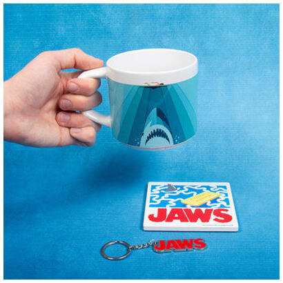 fizz-creations-jaws-mug-coaster-keyring-set-tazon-azul-universal-1-piezas