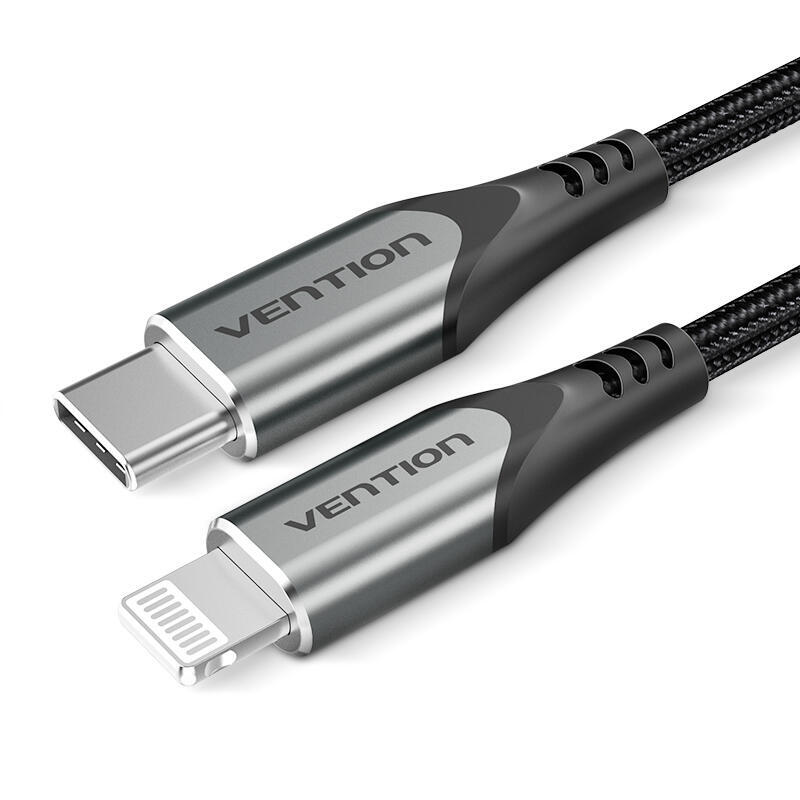 cable-usb-20-tipo-c-lightning-vention-tachf-usb-tipo-c-macho-lightning-macho-1m-gris