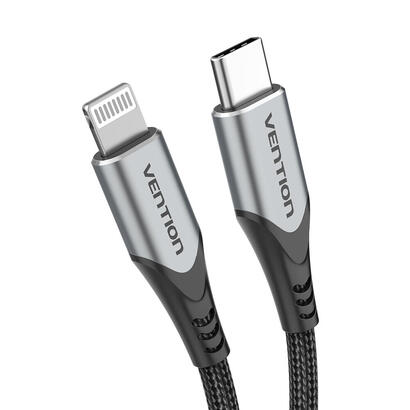 cable-usb-20-tipo-c-lightning-vention-tachf-usb-tipo-c-macho-lightning-macho-1m-gris