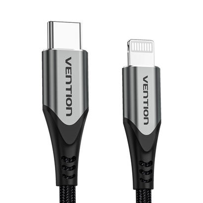 cable-usb-20-tipo-c-lightning-vention-tachf-usb-tipo-c-macho-lightning-macho-1m-gris