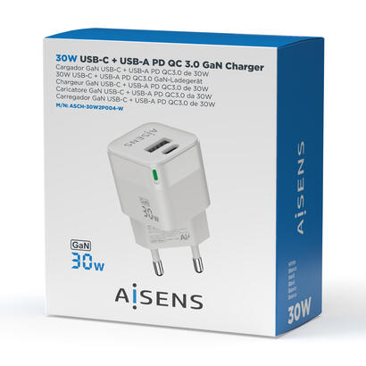 aisens-cargador-gan-30w-1xusb-c-pd30-qc40-1xusb-a-qc30-blanco